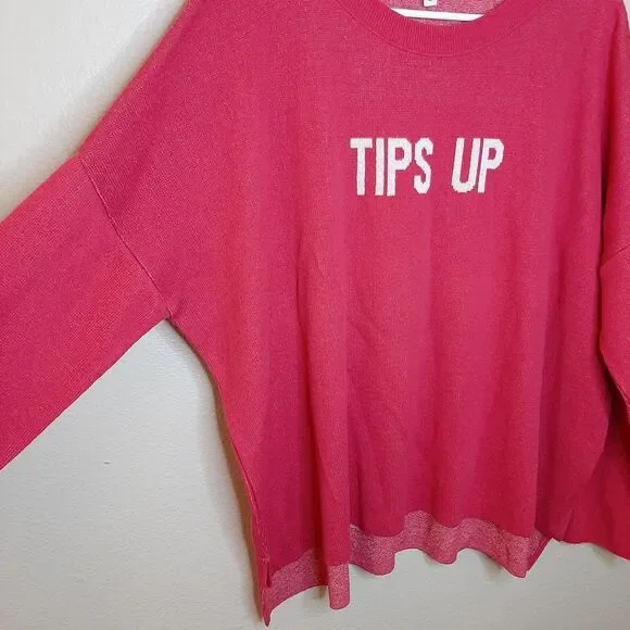 Town Pride Sweater Pink Women Size L "Tips Up" Ski Oversize Drop Shoulders USA - Picture 8 of 13